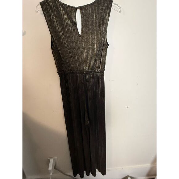 Anthropologie Vanessa Virginia V-neck Gold Metallic Sleeveless Jumpsuit XS Palaz - Picture 5 of 5